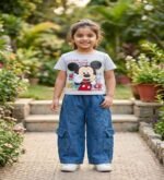 Mickey Graphic T-Shirt with Denim Cargo Pant Co-Ord Set