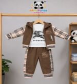 Luxe Royal Heritage 3-Piece Co-ord Set for Boys – Mocha Brown Edition