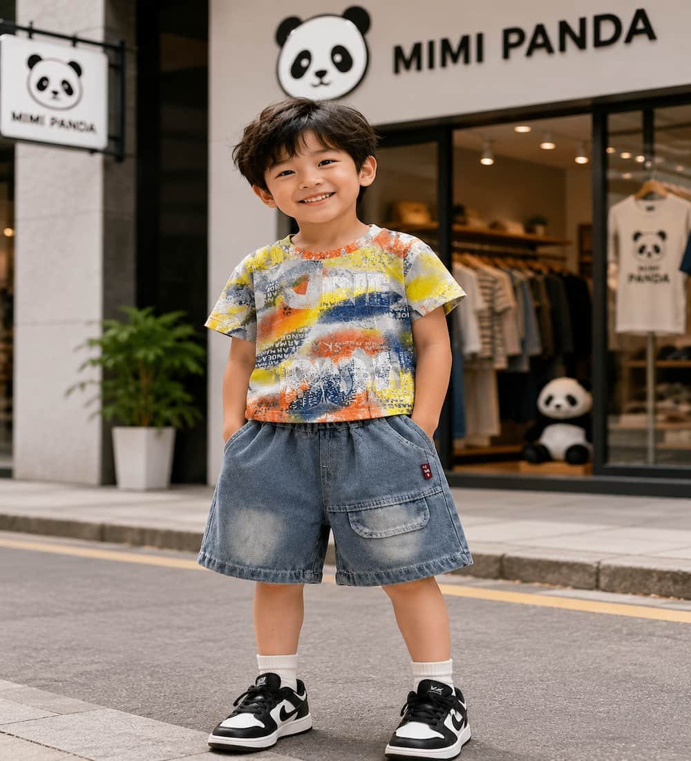 1 Mimi Panda Color Splash Denim Co-Ord Set - Image 1