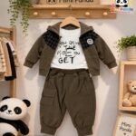 Luxe Heritage Cargo 3-Piece Co-ord Set for Boys – Olive Edition
