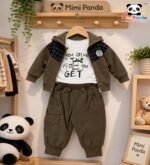 Luxe Heritage Cargo 3-Piece Co-ord Set for Boys – Olive Edition - Image 2