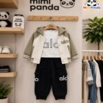 Luxe Varsity Active 3-Piece Co-ord Set for Boys – Olive Cream Edition