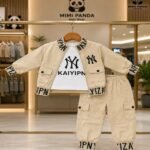 Luxe Urban Cargo 3-Piece Co-ord Set for Boys – Camel Gold Edition