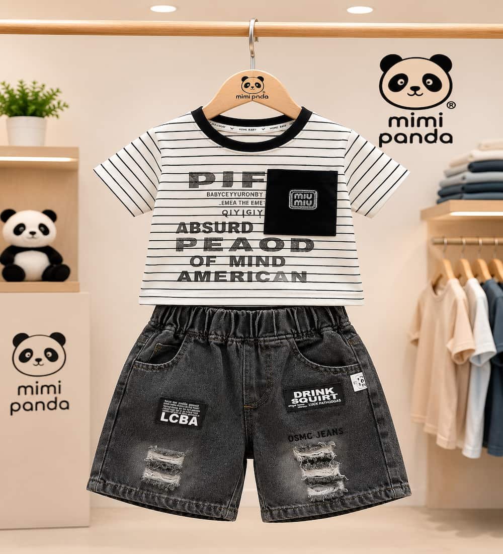 1 Mimi Panda Urban Stripe Denim Co-Ord Set - Image 1