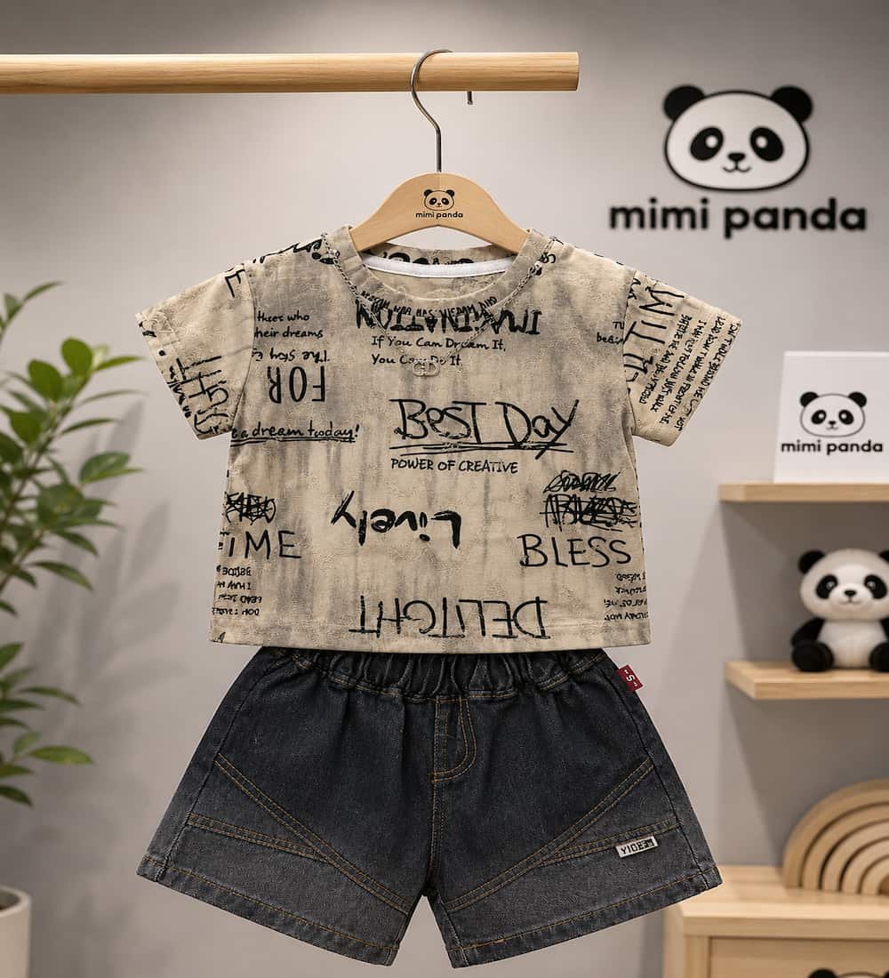 1 Mimi Panda Urban Scribble Denim Co-Ord Set - Image 1