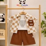 Mimi Panda Cocoa Check Summer Co-ord Set