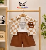 Mimi Panda Cocoa Check Summer Co-ord Set