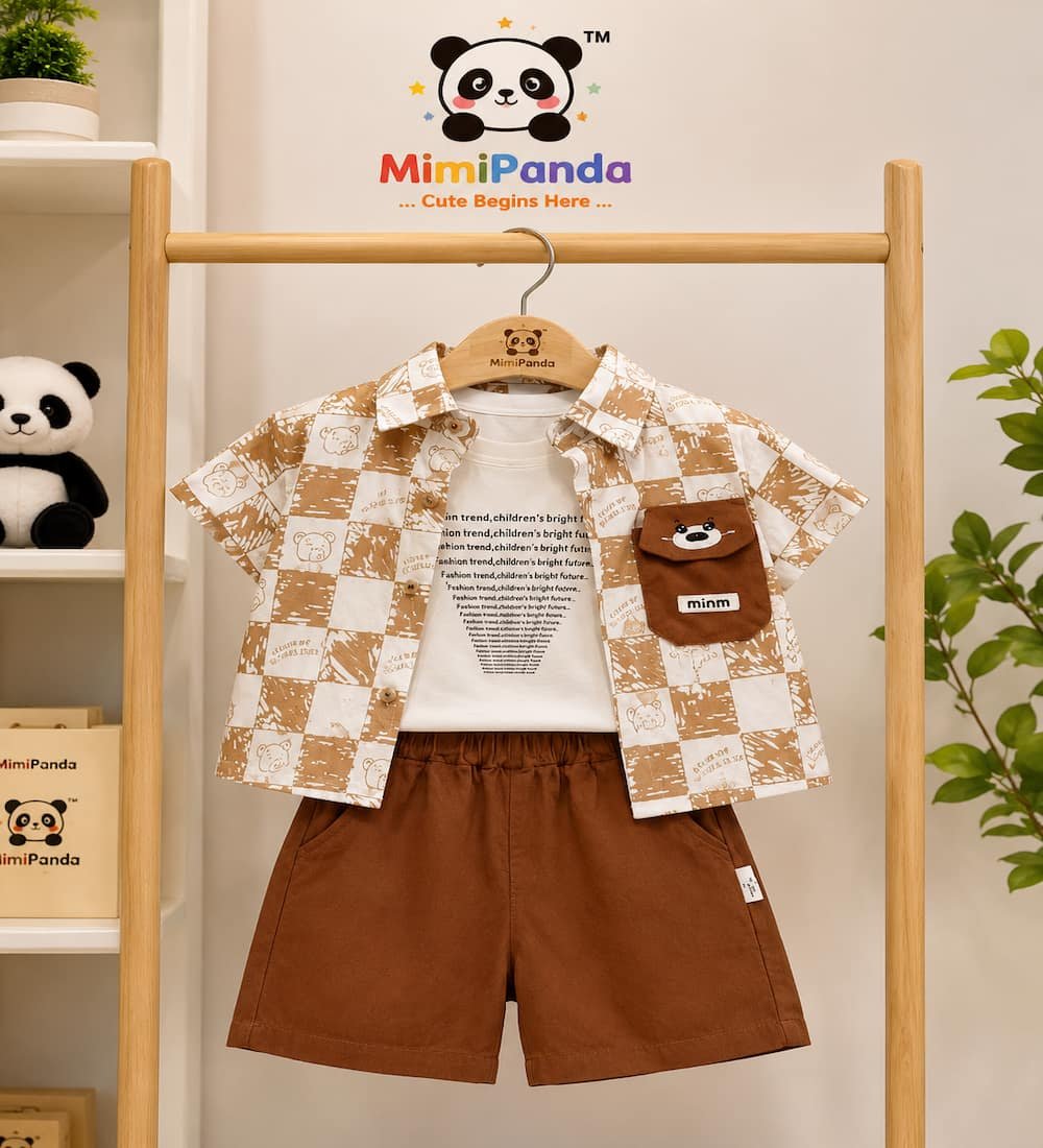 1 Mimi Panda Cocoa Check Summer Co-ord Set - Image 1