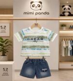 Mimi Panda Cheer Stripe Denim Co-Ord Set - Image 2