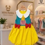 Princess Bow Party Dress for Girls – Yellow & Aqua Blue