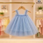 Sky Blue Glitter Tulle Princess Dress for Girls – Sleeveless Party Dress