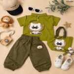 Lion Appliqué Shirt, Jogger Pants & Tote Bag 3-Piece Gift Set
