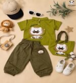Lion Appliqué Shirt, Jogger Pants & Tote Bag 3-Piece Gift Set