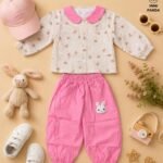 Bunny Print Shirt & Pink Jogger Pants Co-Ord Set
