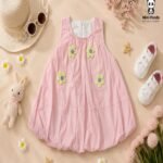 Blossom Bubble Dress for Girls – Sleeveless Cotton Party Dress