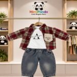 Urban Heritage Denim Co-ord Set for Boys – Crimson Check Edition