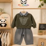 Mimi Panda Urban Denim Luxe Co-ord Set – Olive Edition