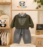 Mimi Panda Urban Denim Luxe Co-ord Set – Olive Edition