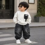 Luxe Urban Cargo 2-Piece Co-ord Set for Boys – Snow Grey Edition