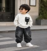 Luxe Urban Cargo 2-Piece Co-ord Set for Boys – Snow Grey Edition