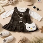Checkered Princess Dress for Girls – Full Sleeve Cotton Party Dress