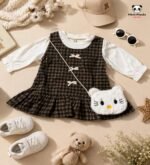 Checkered Princess Dress for Girls – Full Sleeve Cotton Party Dress