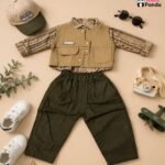 Mimi Panda Luxe Safari Heritage 3-Piece Co-ord Set for Boys – Olive Edition