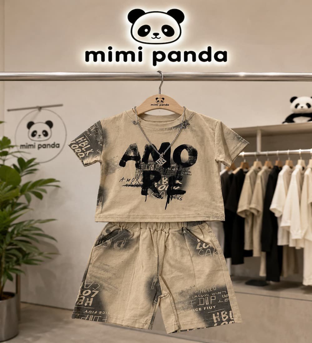 1499 Mimi Panda Urban Beige Street Co-Ord Set - Image 1