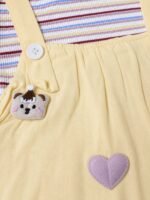 Mimi Panda Premium Sunshine Pinafore Dress Set for Girls – Striped T-Shirt with Cute Yellow Suspender Dress - Image 4