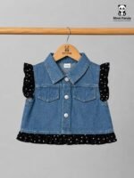 Luxury Denim Jacket & Polka Dot Dress Set for Girls - Image 2