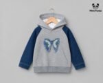 Butterfly Hoodie & Cargo Co-Ord Set for Girls – Grey & Navy Blue - Image 2