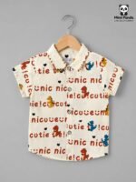 Cute Dungaree Shorts Cord Set for Girls Printed Shirt with Denim Dungaree - Image 2