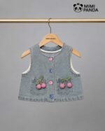 Girls Denim Co-Ord Set with Embroidered Vest & Frill Hem Pants - Image 2