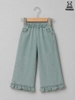 Girls Denim Co-Ord Set with Embroidered Vest & Frill Hem Pants - Image 3
