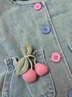 Girls Denim Co-Ord Set with Embroidered Vest & Frill Hem Pants - Image 4