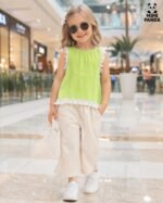 Lime Green Sleeveless Top & Cotton Palazzo Co-Ord Set - Image 6