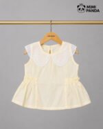 Elegant Ivory Cotton Co-Ord Set with Lace Collar - Image 2