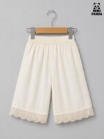 Elegant Ivory Cotton Co-Ord Set with Lace Collar - Image 3