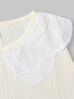 Elegant Ivory Cotton Co-Ord Set with Lace Collar - Image 4