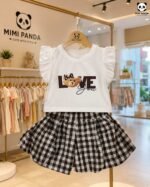 Teddy Love Printed Top & Gingham Shorts Co-Ord Set - Image 2