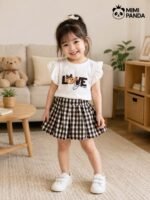 Teddy Love Printed Top & Gingham Shorts Co-Ord Set - Image 3