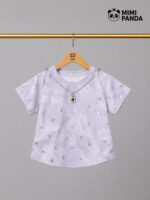 Premium Girls Lavender Tie-Dye Co-Ord Set with Foil Print Shorts - Image 2