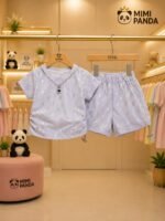 Premium Girls Lavender Tie-Dye Co-Ord Set with Foil Print Shorts - Image 4