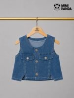 Premium Girls Denim Waistcoat & Denim Shorts Co-Ord Set - Image 2
