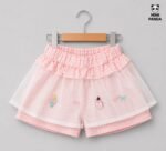 Girls Kitty Bow Top & Layered Tulle Shorts Skirt Co-Ord Set - Image 3
