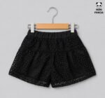 Elegant Black Crochet Lace Top & Shorts Co-Ord Set - Image 3