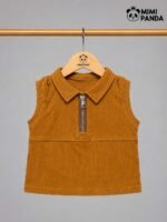 Premium Girls Mustard Ribbed Collar Top & Floral Skort Co-Ord Set - Image 4