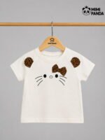 Girls Kitty Face Printed Top & Leopard Print Shorts Co-Ord Set - Image 2