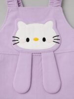 Baby Girls Kitty Appliqué Dungaree Romper & Printed T-Shirt Set - Image 4