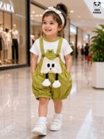 Baby Girls Fox Appliqué Dungaree Romper & Printed T-Shirt Set - Image 6